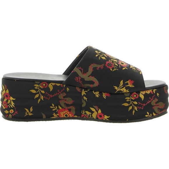 Free People Womens Harbor Black Brocade Slip On Platform Sandals Shoes NWT - Picture 3 of 3